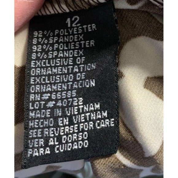 PERCEPTIONS NEW YORK Size 12 Brown Floral Wrap STRETCH DRESS SHORT SLEEVES Belt - Picture 3 of 7